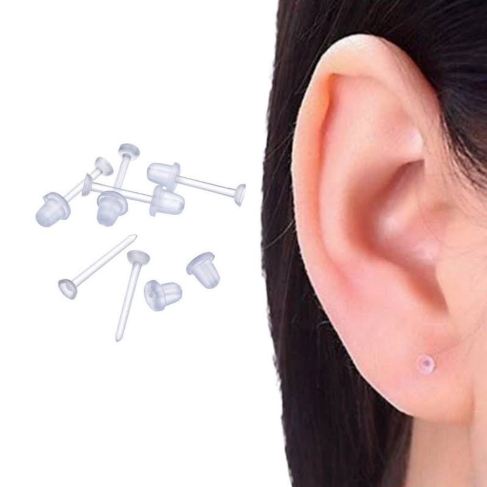 Clear Plastic Retainer Earrings